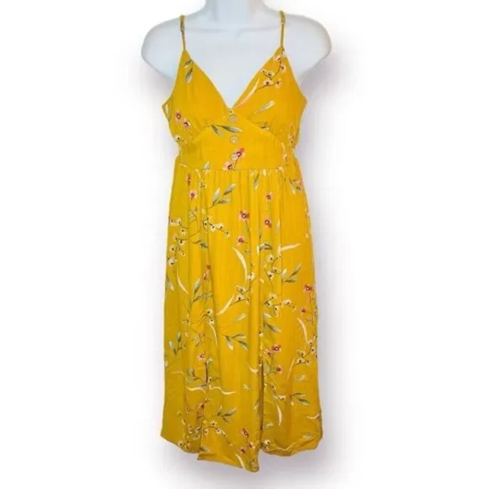 One Clothing Los Angeles Button Front Smocked Floral Midi Dress